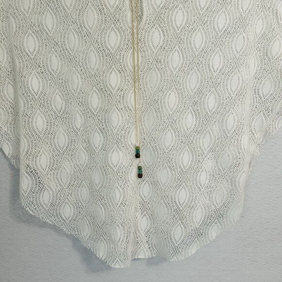 Saint Tropez West Swim Coverup Women M Cream Cold Shoulder Beads Boho Beach - Picture 8 of 10